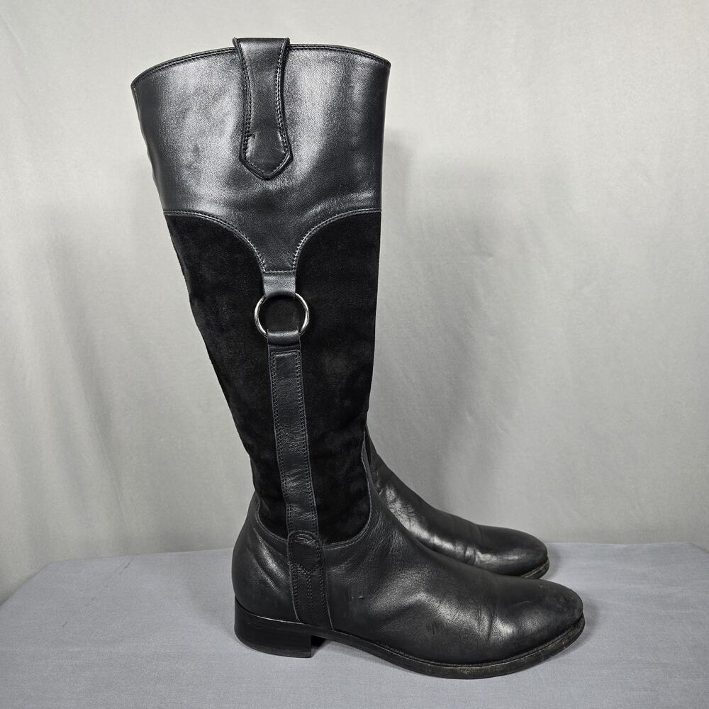 Attilio Giusti Leombruni AGL Knee High Boots Womens 7.5 Black‎ Leather Italy